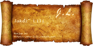 Jakó Lili névjegykártya