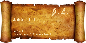Jakó Lili névjegykártya
